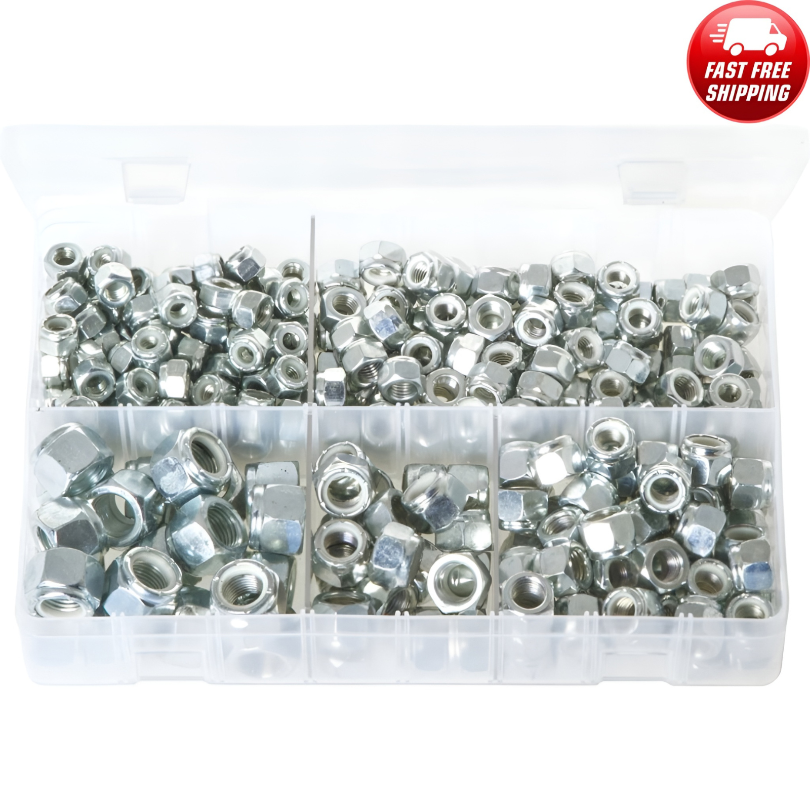 Nylon Lock Nut Assortment Kit 290pc – UNF Nylock Nuts Set Zinc Plated Steel