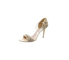 Badgley Mischka Tampa Ivory Satin Evening Bridal High Heels Sandals Size 9.5 M