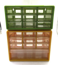 Plastic Drawer Cabinets Bins Avocado Green Mustard Yellow Akro-Mills 2 Vintage
