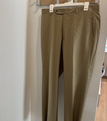 $375 SAMUELSOHN Italian SUPER 110'S WOOL Men's Dress Pants 36 x 32 Khaki