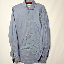 CALVIN KLEIN Mens Medium 100 Cotton Slim Fit Steel  Stretch Long Sleeve EUC