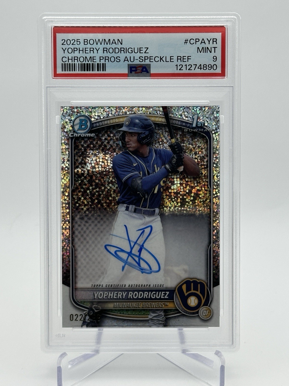 2025 Bowman Chrome Yophery Rodriguez 1st Speckle Refractor Auto /299 #CPA-YR
