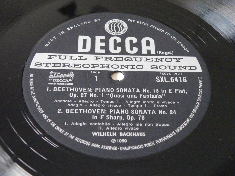 UK DECCA SXL 6416 BEETHOVEN PIANO SONATAS BACKHAUS LP 1970 STEREO WIDE BAND - Image 3 of 4