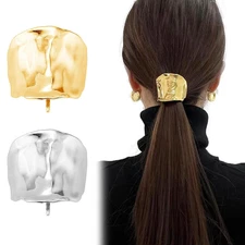 2 Pcs Ponytail Holder Hair Clips, 1.96Inch Metal High Ponytail Cuff Hair Barrett
