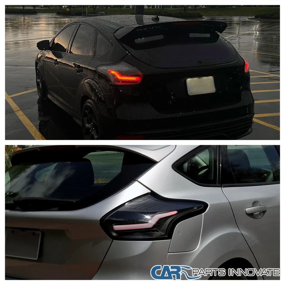 Fit 15-18 Ford Focus Hatchback LED Black Rear Tail Lights Brake Lamps Left+Right - Image 4 of 4