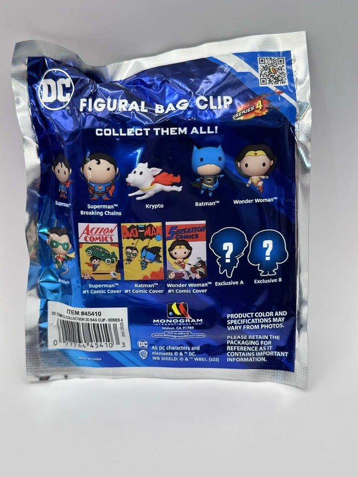 NUEVO — DC Comics SuperHéroe Figura 3D Bolsa Clip — Lote de 3 Bolsas Ciegas Selladas Foto 2 de 2