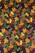 Autumn Leaves with Acorns David Textile 100% Cotton Fabric Prewashed 1.92 Yards
