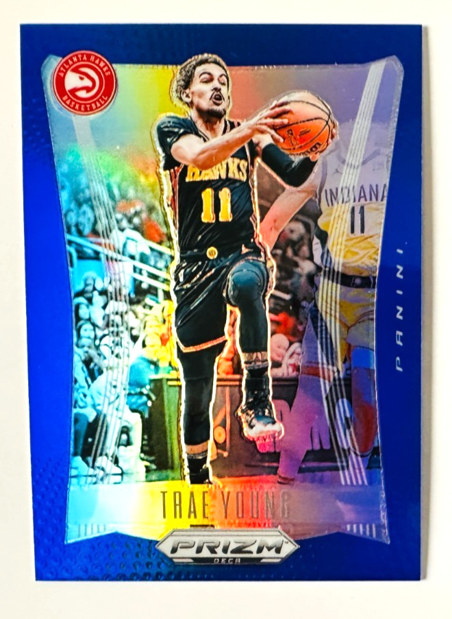 2023-24 Panini Prizm Deca Trae Young BLUE Prizm Card SP #/149 Hawks Star!