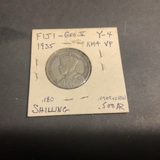 Fiji 1935 Shilling .500 Silver Coin George V VF Y-4