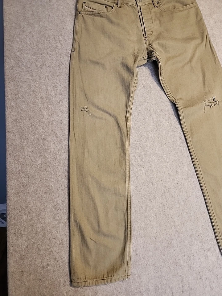 Мужские джинсы Diesel 34x34 коричневые Braddom 008QU стандартные узкие морковные 3D W33 L32 - Изображение 2 из 4