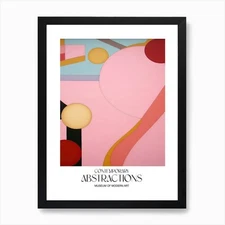 Pink Pop Painting Abstract 4 Exhibi Framed Wall Art Poster Canvas Print Picture
