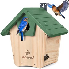 Blue Bird House for Outside - Cedar Wood Nesting Box with Clear View Panel  ...