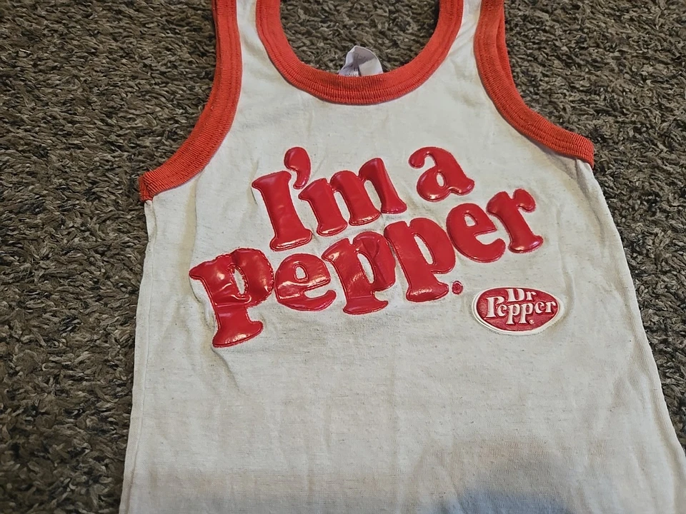 Camisa sin mangas vintage Dr.Pepper I'm Pepper blanca roja niños refresco arte pop. 6/7 Foto 2 de 4