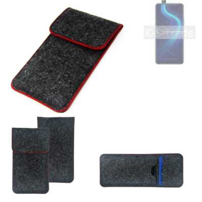 Schutzhülle für Huawei Honor X10 Pro dunkelgrau roter Rand Filz Sleeve Tasche 