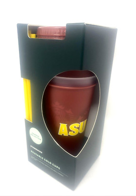 Starbucks  ASU 5-Pack Reusable Cold Cups New Campus Collection 5 Lids 5 Straws