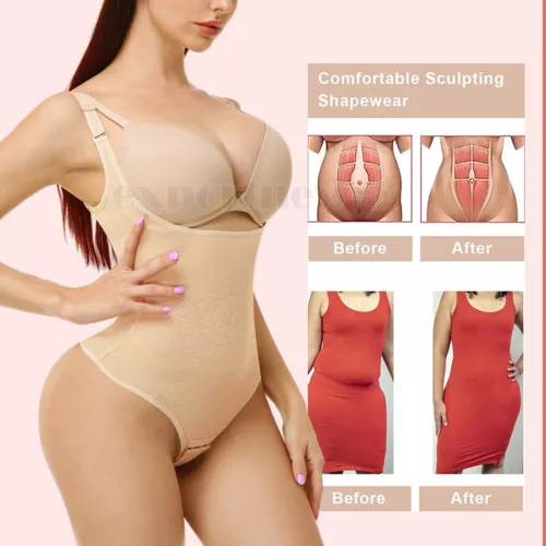 Women Full Body Shaper Compression Tummy Control Shapewear Thong Bodysuit Girdle - Picture 4 of 24
