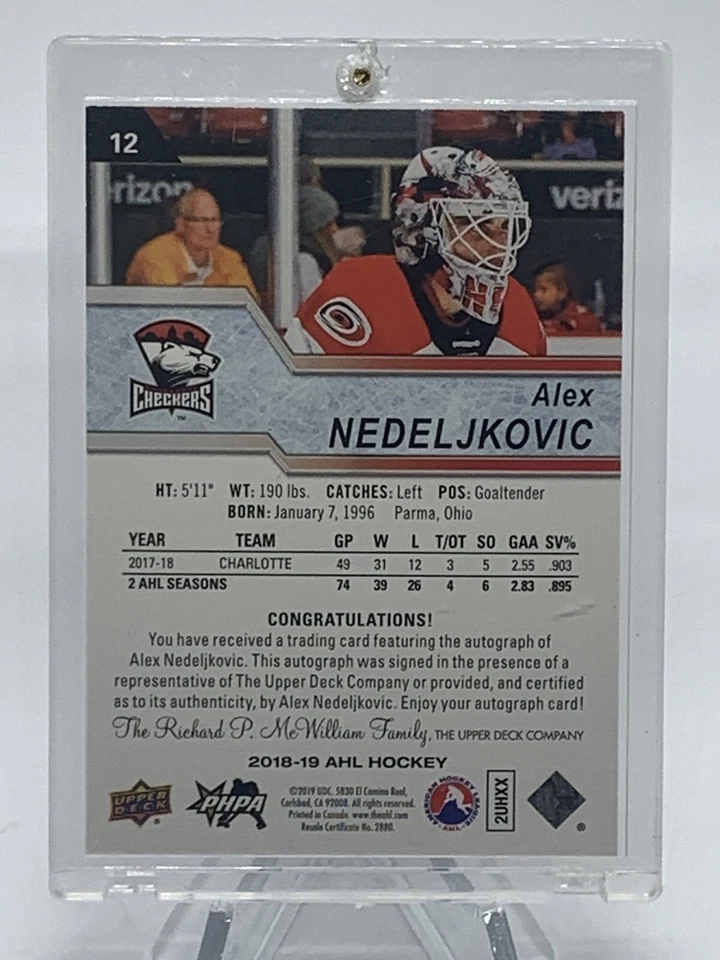 2018-19 Upper Deck Autograph #12 Alex Nedeljkovic Checkers Carolina Hurricanes💎 - Image 2 of 2
