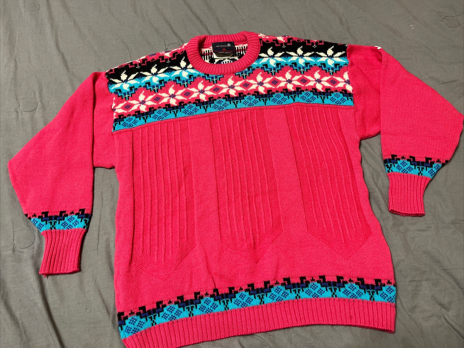 VTG Pink DEMETRE Ski Sweater 100% PURE VIRGIN WOO… - image 1