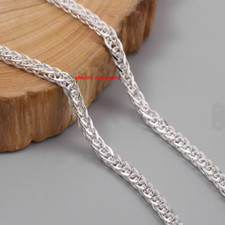 Real 999 Fine Silver Necklace 3.5mm 4mm Wheat Link M Clasp Necklace 19.7-27.5"L