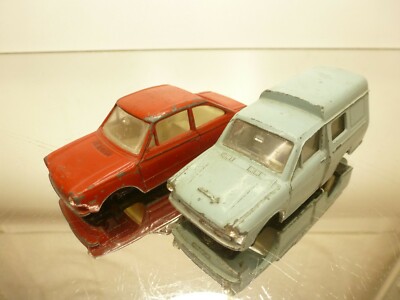 LION CAR DAF 55C & B VAN VARIOMATIC 2X FIXER UPPERS - RED + BLUE 1:43 - BAD - 95