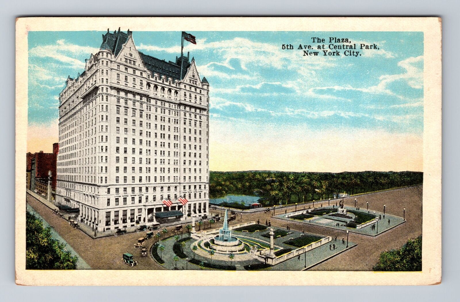 New York City NY, The Plaza, Souvenir, Antique, Vintage Postcard