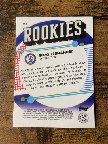 2022-23 Topps Finest Rookies Enzo Fernandez /150 RC Colour Match Chelsea #FR-5 - Bild 2 von 2