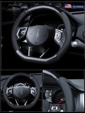 1pc Car Steering Wheel Cover D Shape 38cm Black Pu Leather Carbon Fiber Antiskid