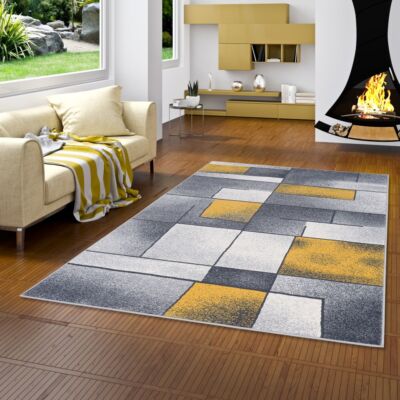 Designer Teppich Brilliant Grau Curry Fantasy
