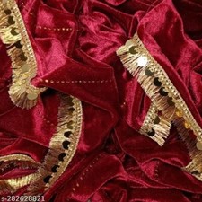 Traditional Maroon Indian Velvet Silver Embroidered Dupatta For Women Girls Wear