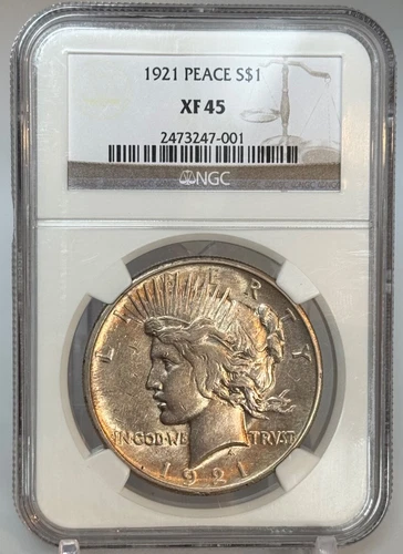 1921 - Peace Dollar - High Relief - $1 - NGC XF-45 - Absolute Stunner! - See Vid