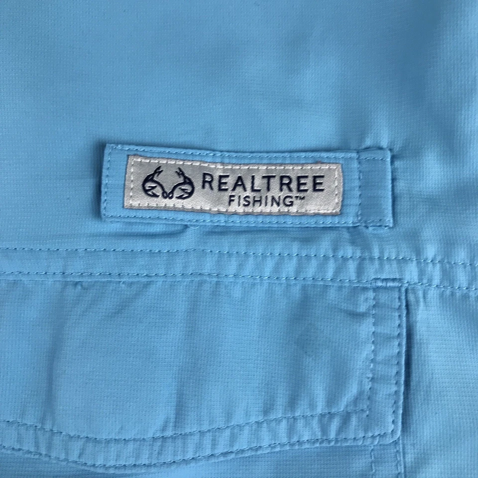 RealTree Shirt Mens Large Blue Performance Fishing Button Up Short Sleeves - Image 4 of 4