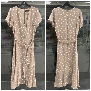 wallis taupe polka dot dress