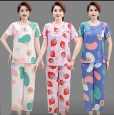 Womens Pajamas Capri Set Sleepwear Woman Sleep Nightshirt Home Wear Nightwear Pj