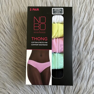 No Boundaries Thongs Womens Juniors Size XXXL Cotton Underwear 5 Pair Panties