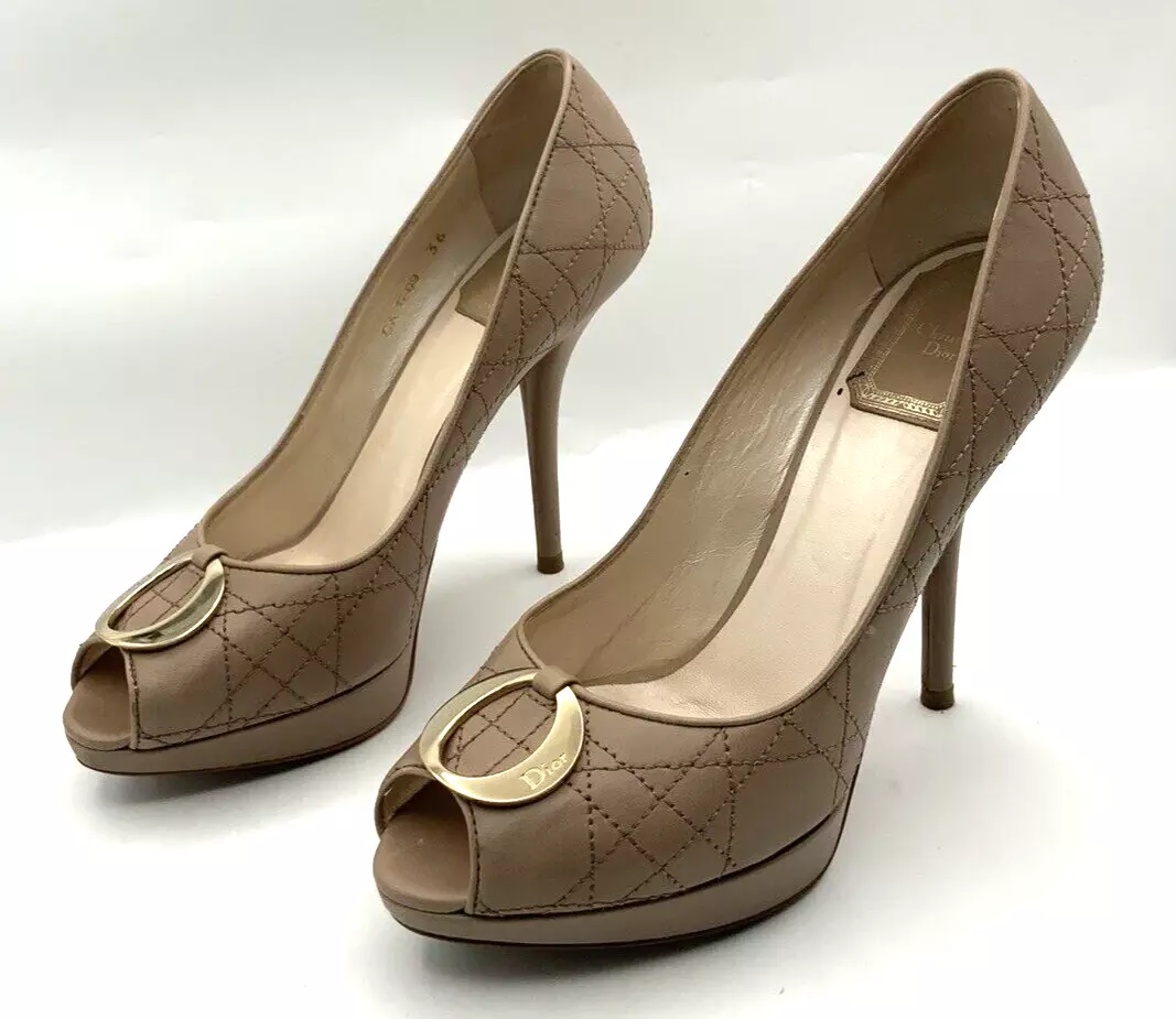 chaussures femme christian dior talons marron orteils ouverts 36 vintage authentique Italie