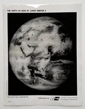 1967 NASA Lunar Orbiter V First Photo of Nearly Full Earth From Lunar Orbit