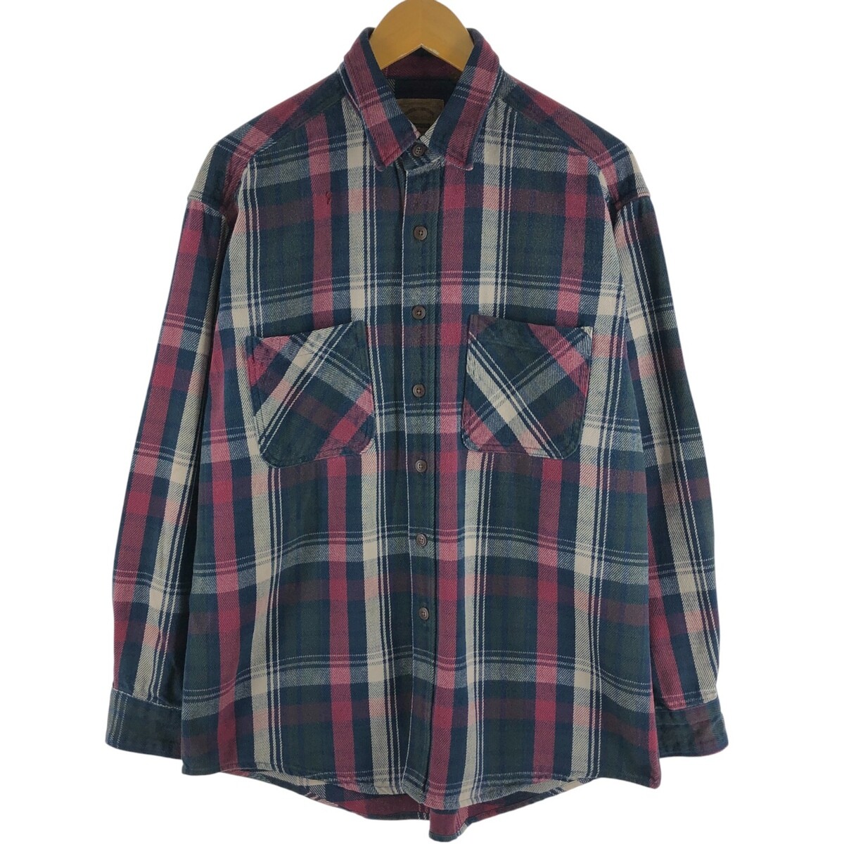90s~ St. John's Bay Long Sleeve Heavy Flannel Check Shirt