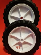 2pc 7" SEMI SOLID HARD RUBBER FLAT FREE REPLACEMENT TIRE WHEEL RIM MOWER CART 