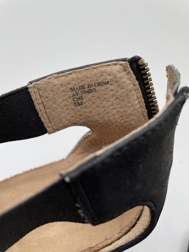 Adrienne Vittadini Wedge Sandals Womens Black Cork Espadrille size 9 C263 Timbo - Picture 7 of 9