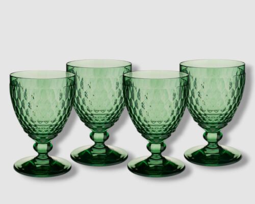 Villeroy & Boch Green 11 oz Boston Crystal Glass Claret, Set of 4