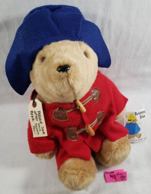 Paddington Bear Plush Red Coat Blue Hat Eden Toys New Peru Tags 1980 s padington - Image 1 of 4