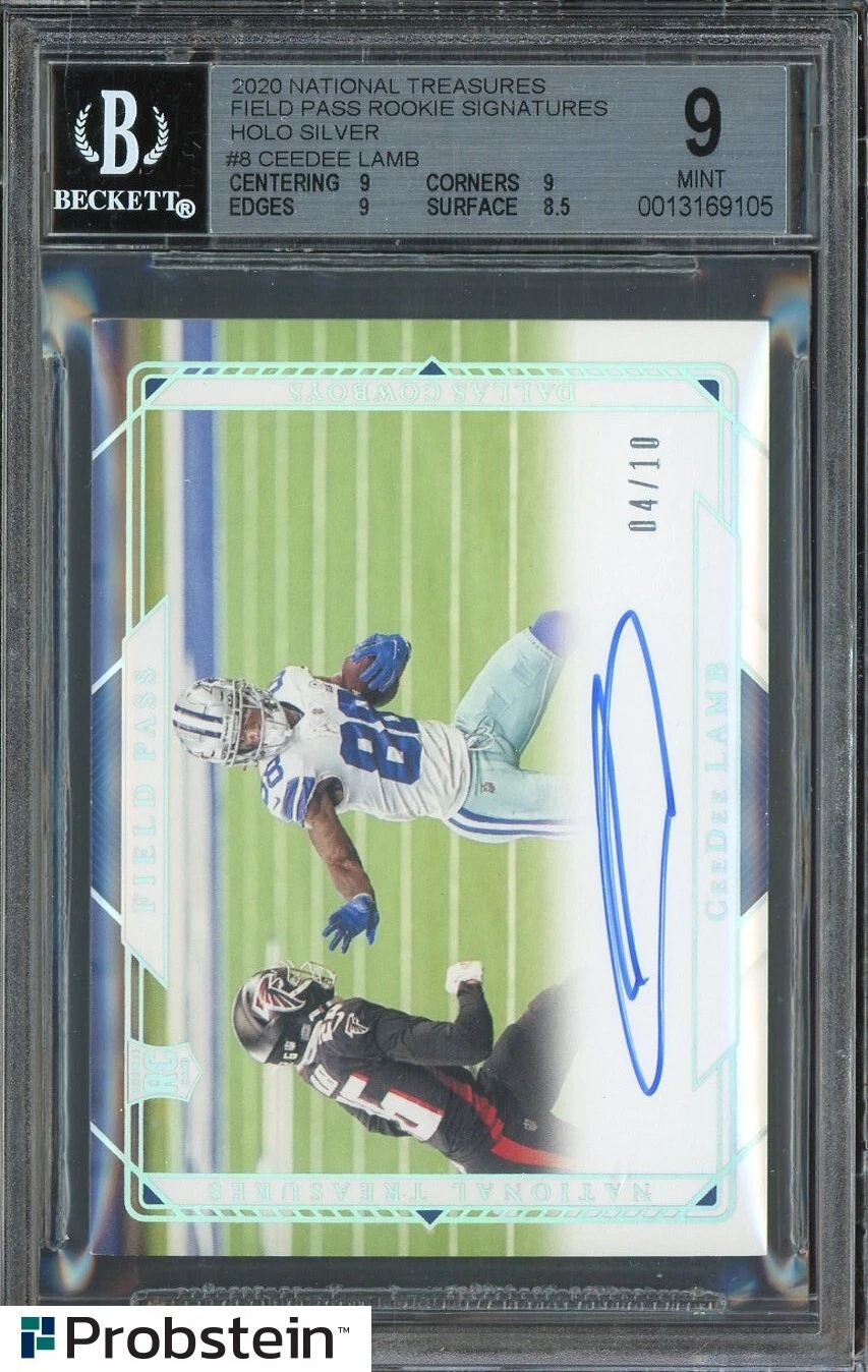 CeeDee Lamb Panini National Treasures Rookie Signatures Field Pass #FPCL Holo Silver