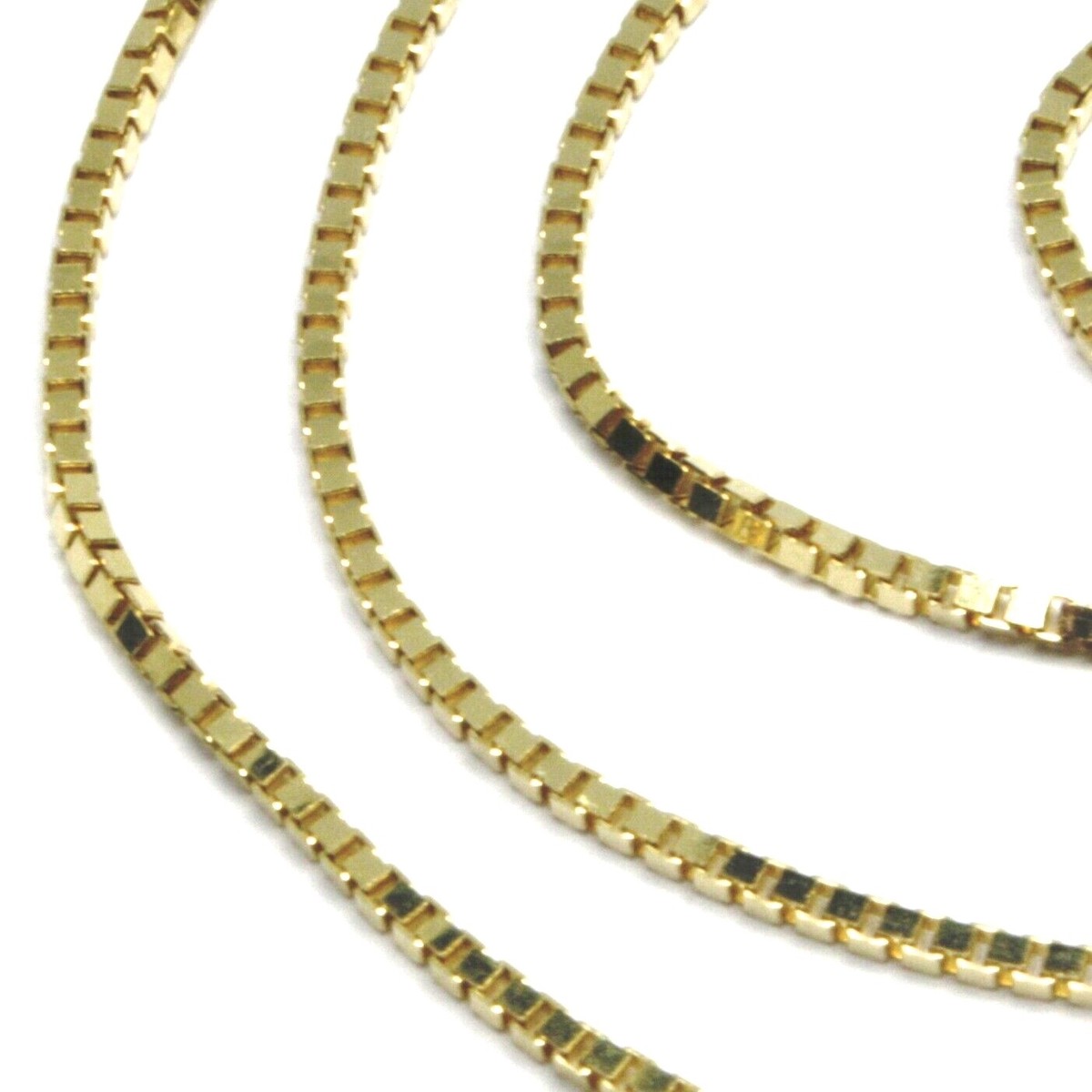 SOLID 18K YELLOW GOLD CHAIN 1.1 MM VENETIAN SQUARE BOX 17.7