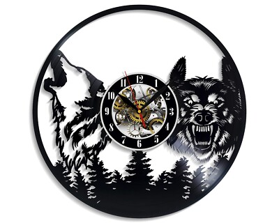 Wolf Vinyl Wall Clock - Retro Decor - Unique Home Accent - Perfect Gift