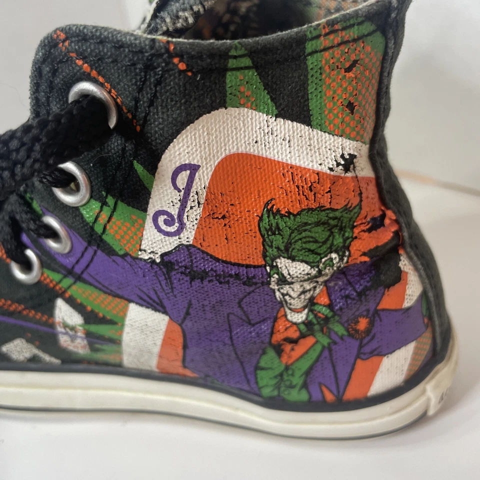 Converse DC комиксов коллаборации Джокер Бэтмен Hi верхний молодежи Kids размер 2 кроссовки обувь справедливый - Изображение 3 из 4