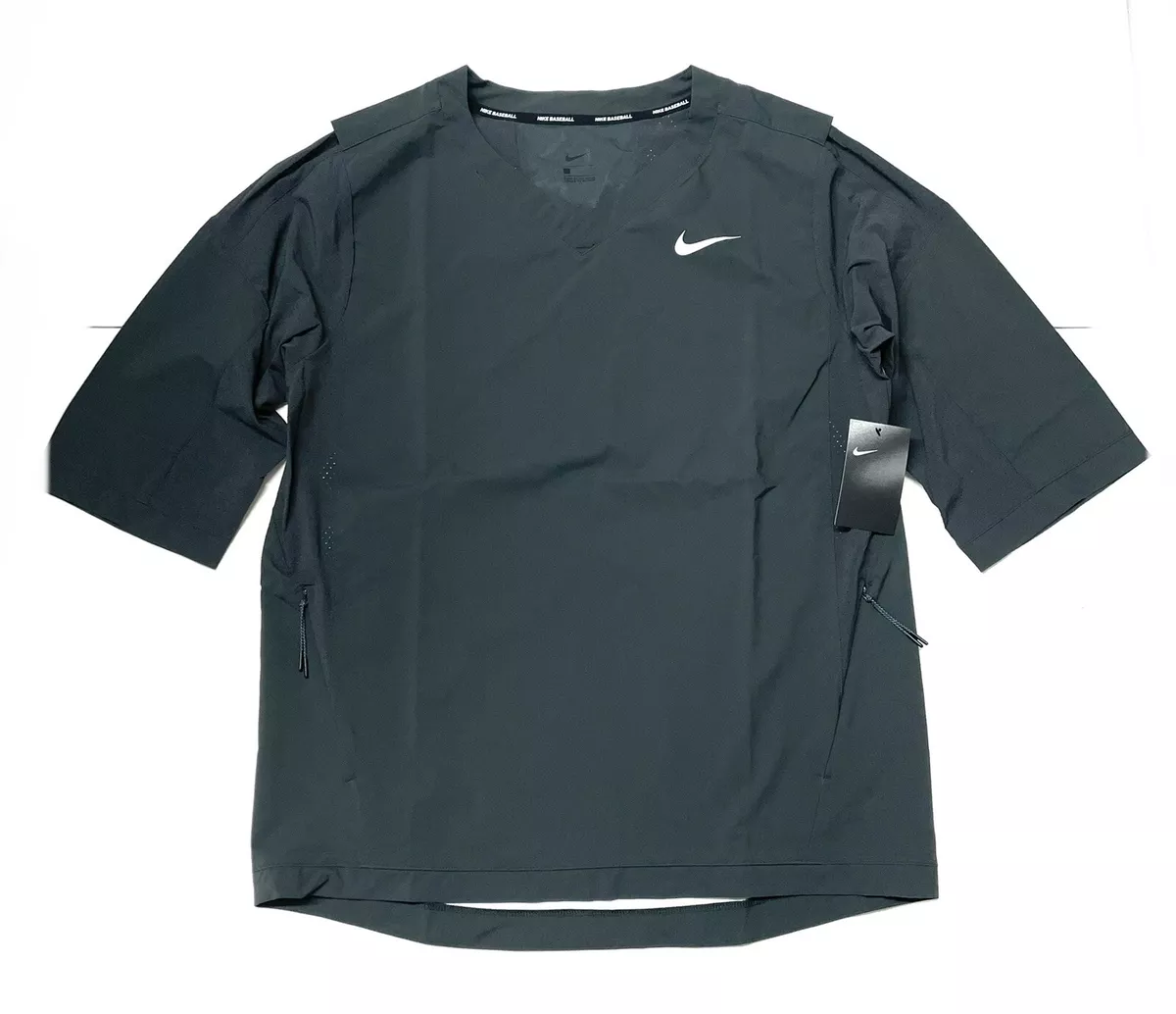 Nike MLB Baseball Hot Jacket Short Sleeve Shirt Cage Jacket Grey Size L  Large