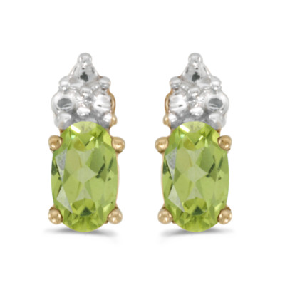 Ohrringe 14 Karat Gelbgold ovale Peridot