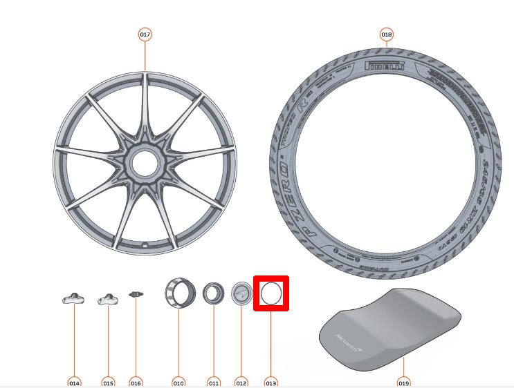 1215BA330CP OEM McLaren P15 Centre Wheel O-Ring Kit (fitment in description)