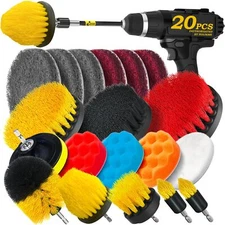20Pack Drill Brush Attachments Set, Scrub Pads & Sponge, Buffing Pads, Power ...