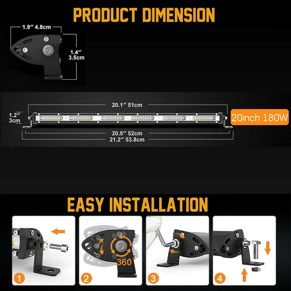 Combo de barra de luz de trabajo LED de 20 pulgadas para camioneta SUV ATV conducción todoterreno Foto 2 de 4
